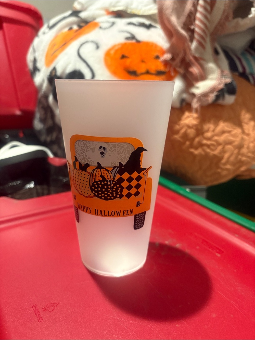 Happy Halloween Frosted Party Cup - Orange and Black